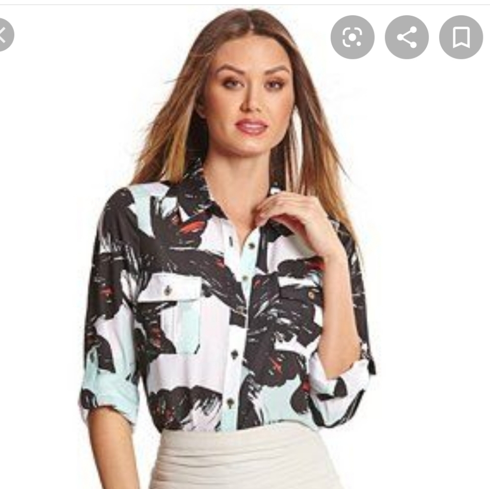 Marciano butterfly print button blouse